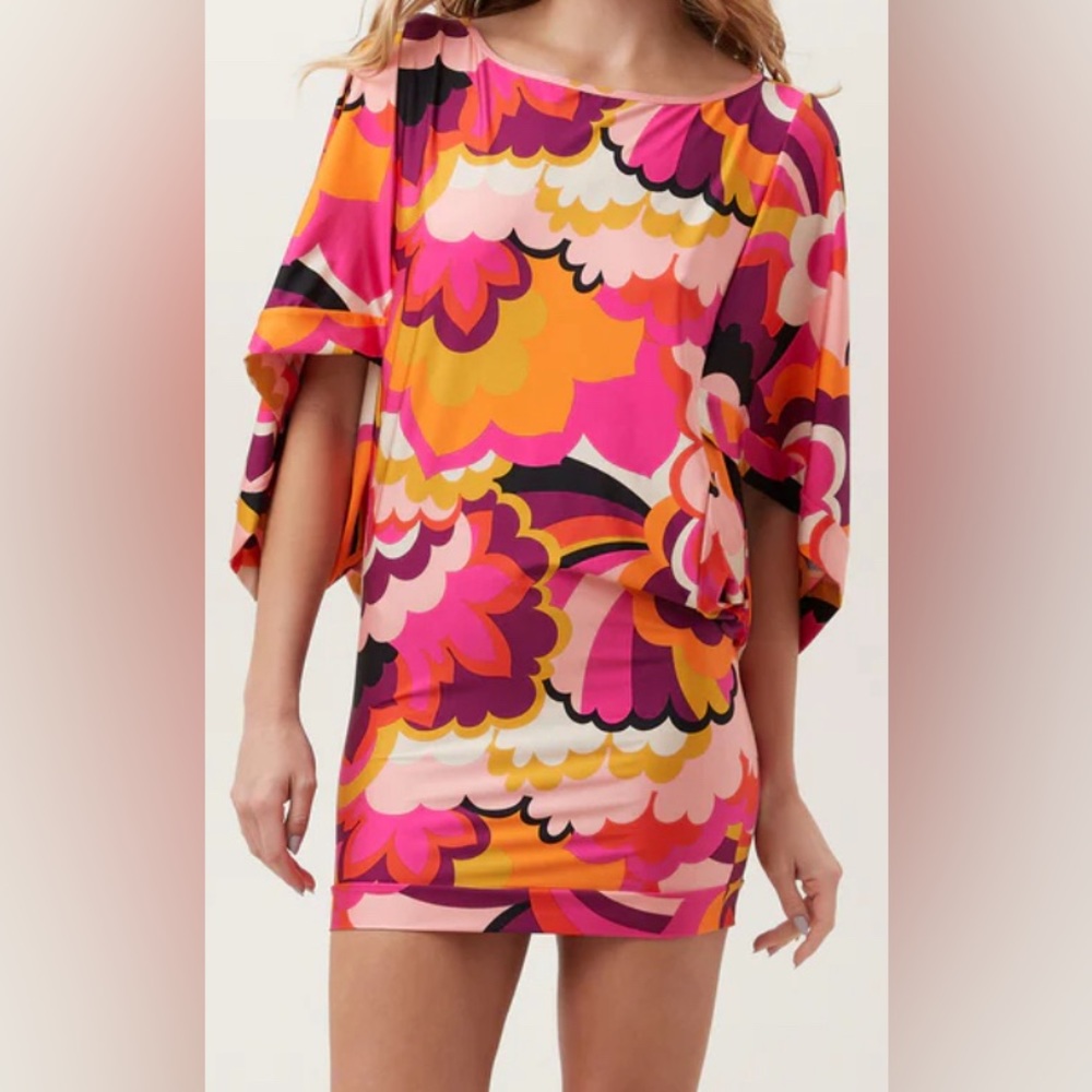 Trina Turk Swim & Spa Caftan Tunic Dress Multicolor Pink Orange Large NWT